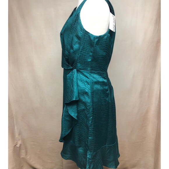 Nine West women's Sleeveless Wrap Mini Dress size M Brazilian teal - Picture 3 of 12